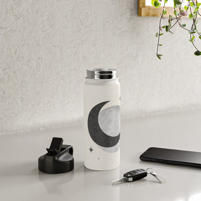 Moon Sparkle BW - Celestial Water Bottle Gallery Image 4