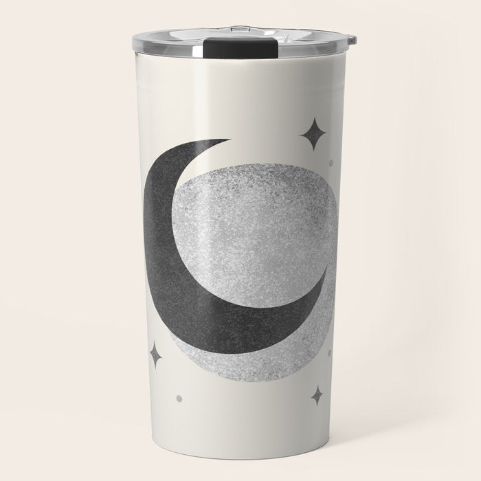 Moon Sparkle BW - Celestial Travel Mug Gallery Image 1