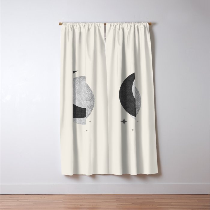 Moon Sparkle BW - Celestial Window Curtain Gallery Image 3