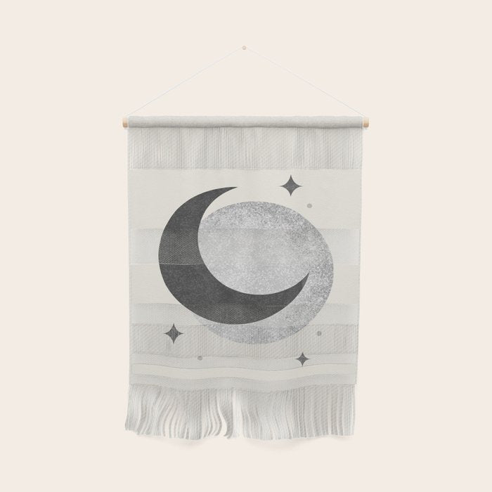 Moon Sparkle BW - Celestial Wall Hanging Gallery Image 1