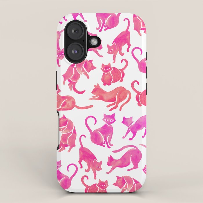 Cat Positions - Pink OmbrÃ© Palette iPhone Case Gallery Image 1