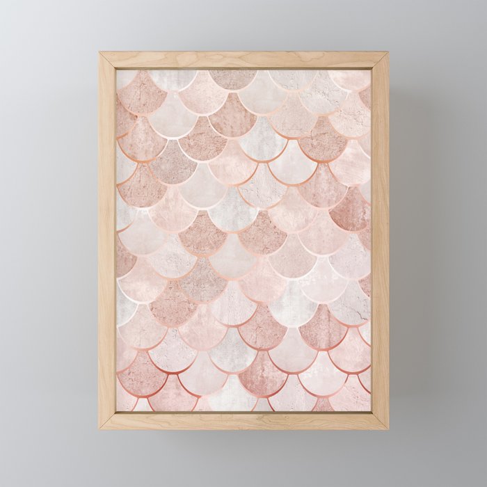 Mermaid Pattern, Pink Aesthetic Mini Art Print Gallery Image 1