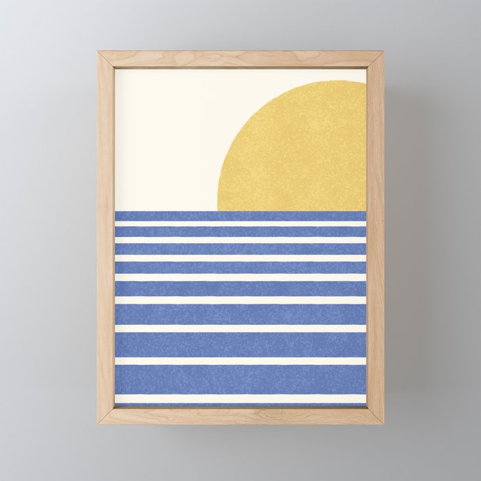 Beach Horizon Lines gold blue Mini Art Print Gallery Image 1