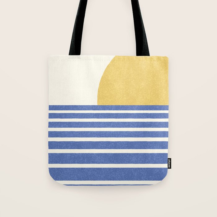 Beach Horizon Lines gold blue Tote Bag Gallery Image 1