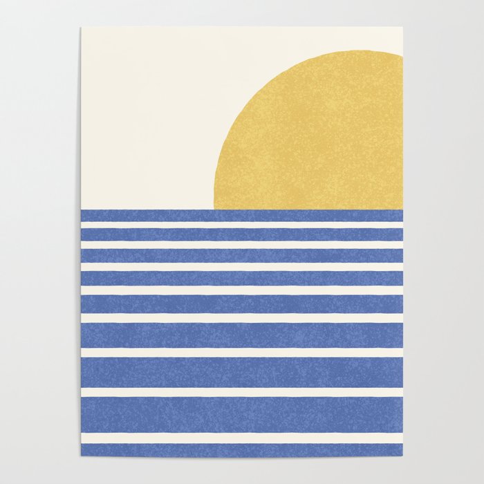 Beach Horizon Lines gold blue Poster Gallery Image 4