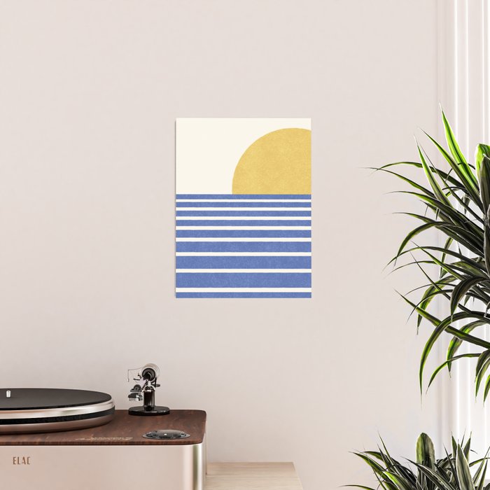 Beach Horizon Lines gold blue Poster Gallery Image 2