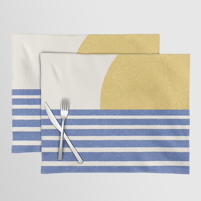 Beach Horizon Lines gold blue Placemat Gallery Image 1