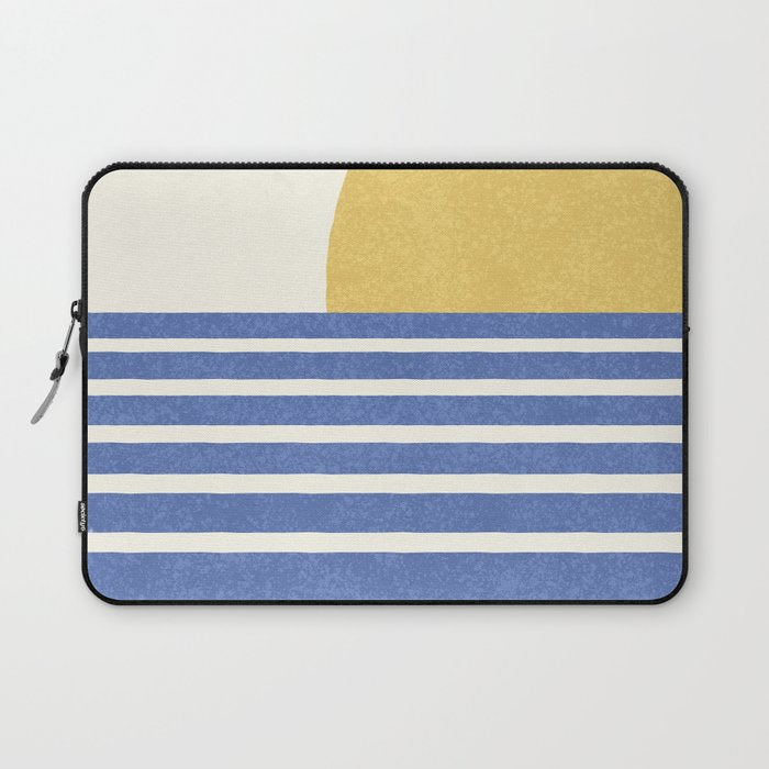 Beach Horizon Lines gold blue Laptop Sleeve Gallery Image 1