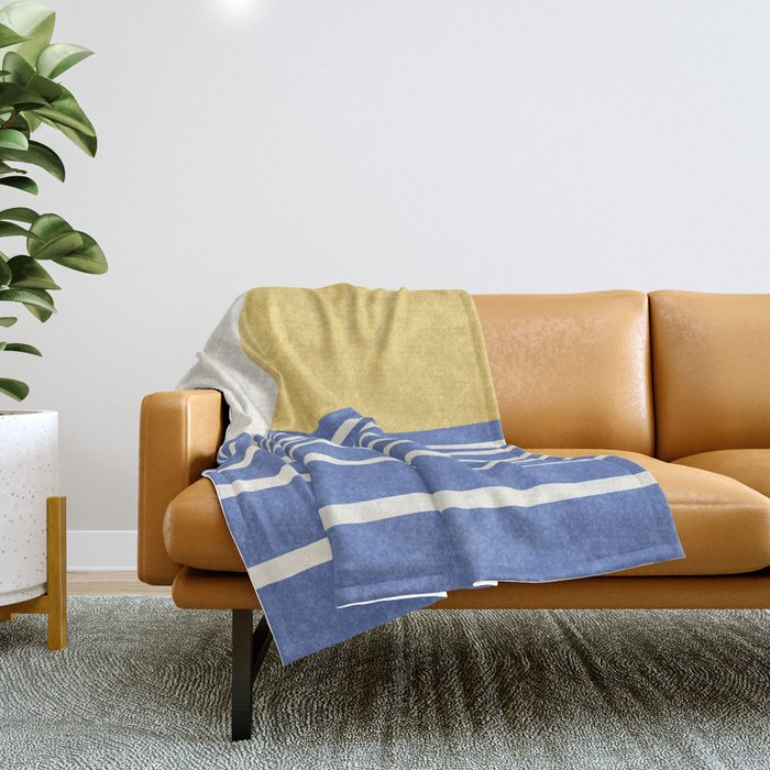 Beach Horizon Lines gold blue Throw Blanket Gallery Image 1