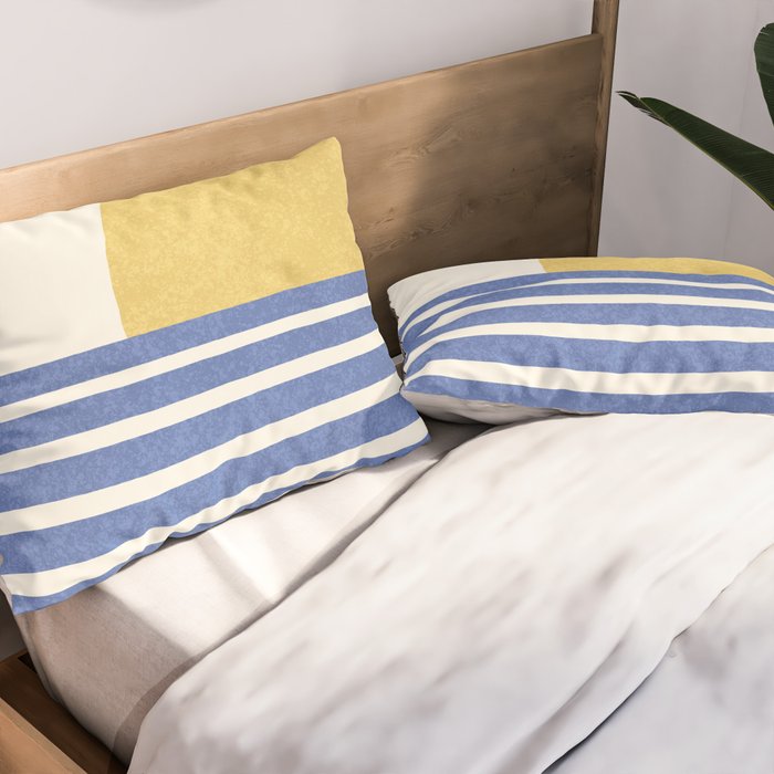 Beach Horizon Lines gold blue Pillow Sham Gallery Image 2
