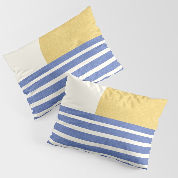 Beach Horizon Lines gold blue Pillow Sham Gallery Image 3