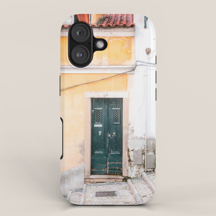 Yellow Lisbon | Front door travel photography Alfama quarter | Portugal  iPhone Case Gallery Image 1
