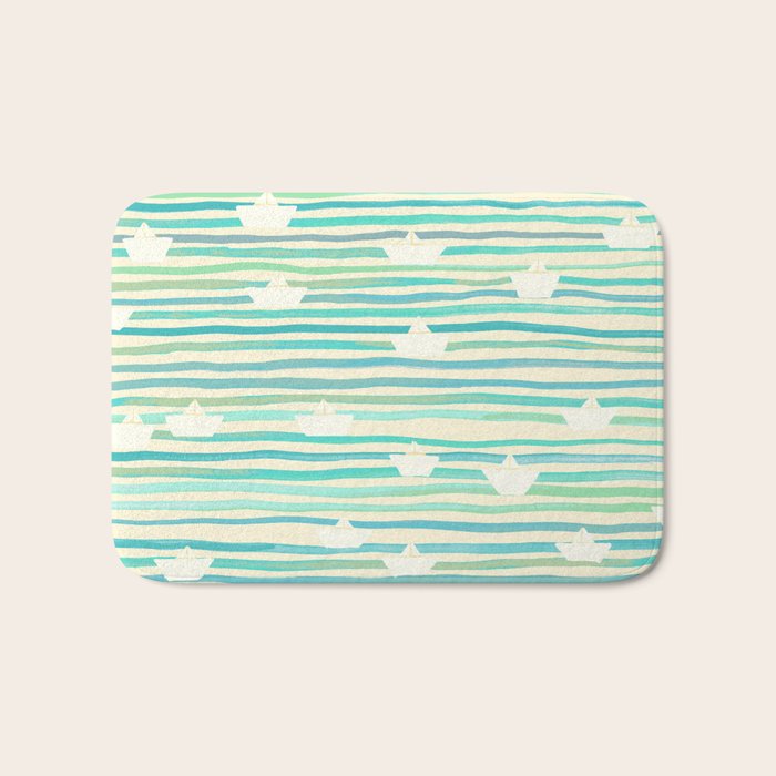 Whimsical Paper Boats Bath Mat Gallery Image 1