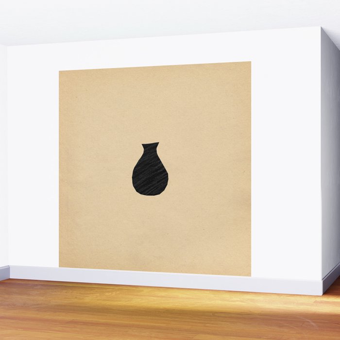 Minimalist black vase on the vintage paper Wall Mural Gallery Image 2