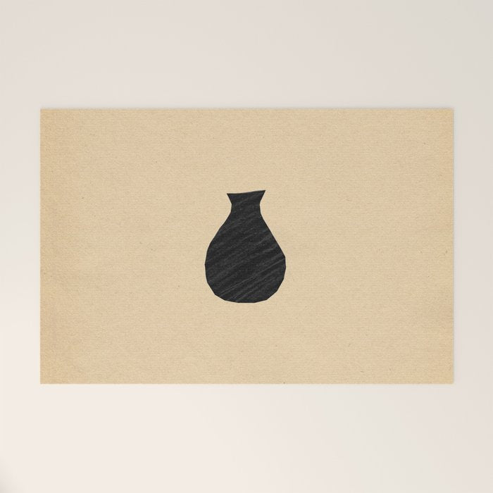Minimalist black vase on the vintage paper Welcome Mat Gallery Image 1