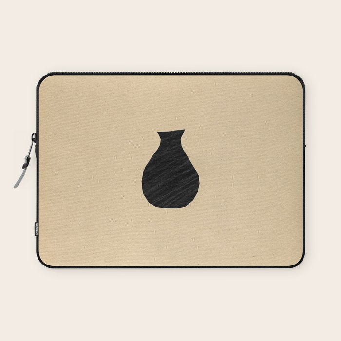 Minimalist black vase on the vintage paper Laptop Sleeve Gallery Image 1