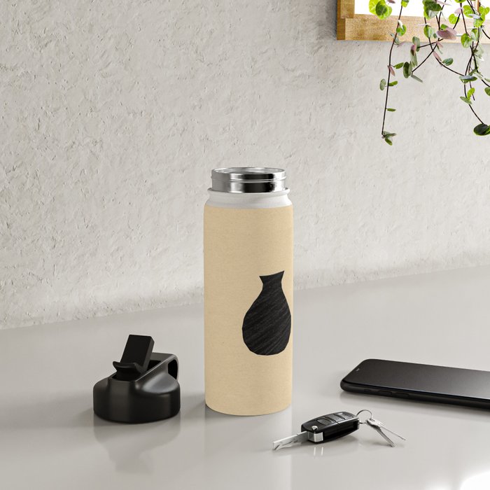 Minimalist black vase on the vintage paper Water Bottle Gallery Image 4