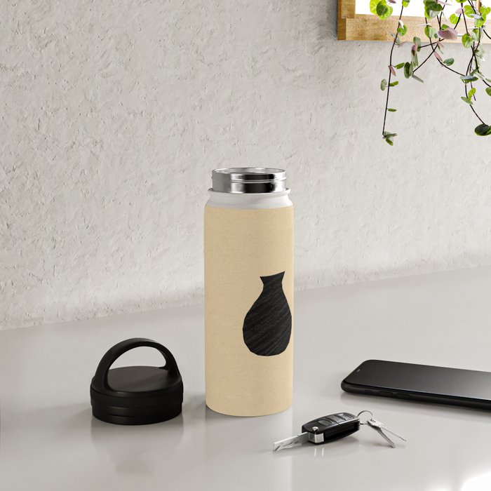 Minimalist black vase on the vintage paper Water Bottle Gallery Image 4
