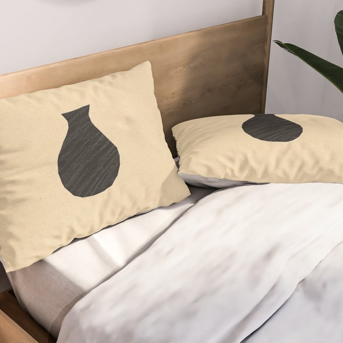 Minimalist black vase on the vintage paper Pillow Sham Gallery Image 2