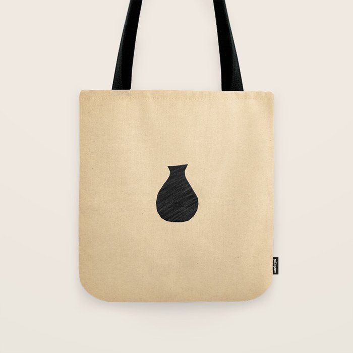 Minimalist black vase on the vintage paper Tote Bag Gallery Image 1