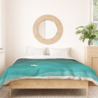 Starry Ocean, teal sailboat watercolor sea waves night Duvet Cover Gallery Image 3