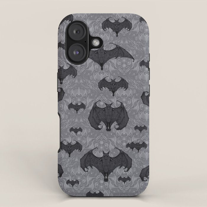 Balinese Bat Colony Print - Gray iPhone Case Gallery Image 1