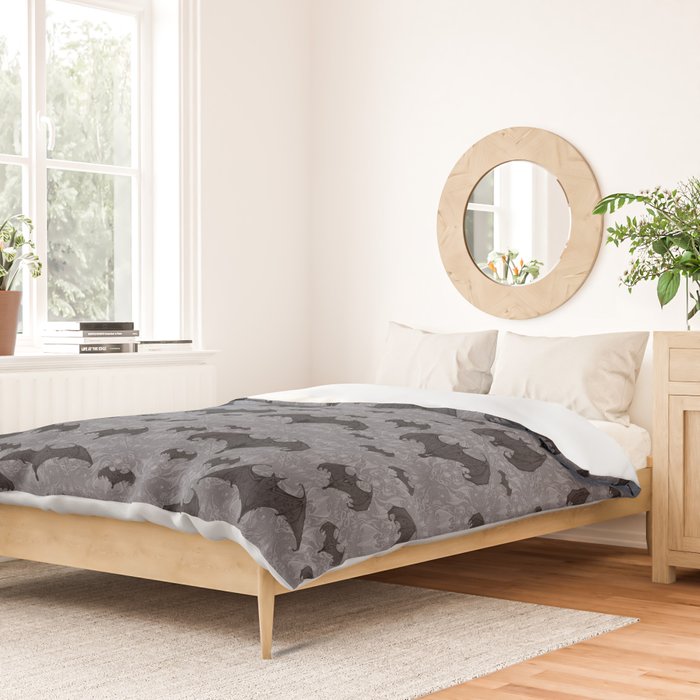 Balinese Bat Colony Print - Gray Duvet Cover Gallery Image 2