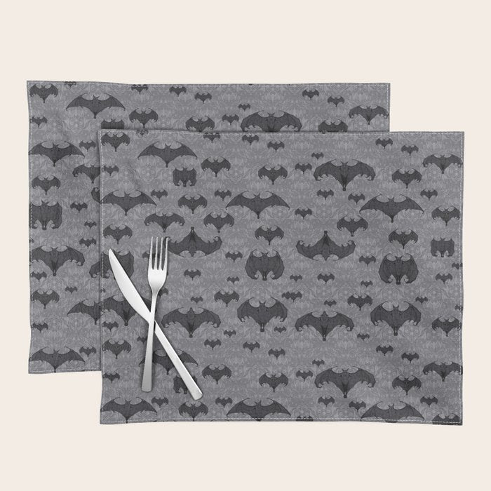 Balinese Bat Colony Print - Gray Placemat Gallery Image 1
