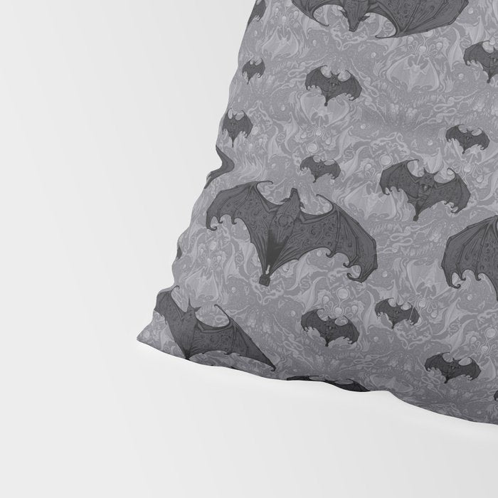 Balinese Bat Colony Print - Gray Pillow Sham Gallery Image 4