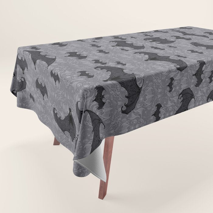 Balinese Bat Colony Print - Gray Tablecloth Gallery Image 1