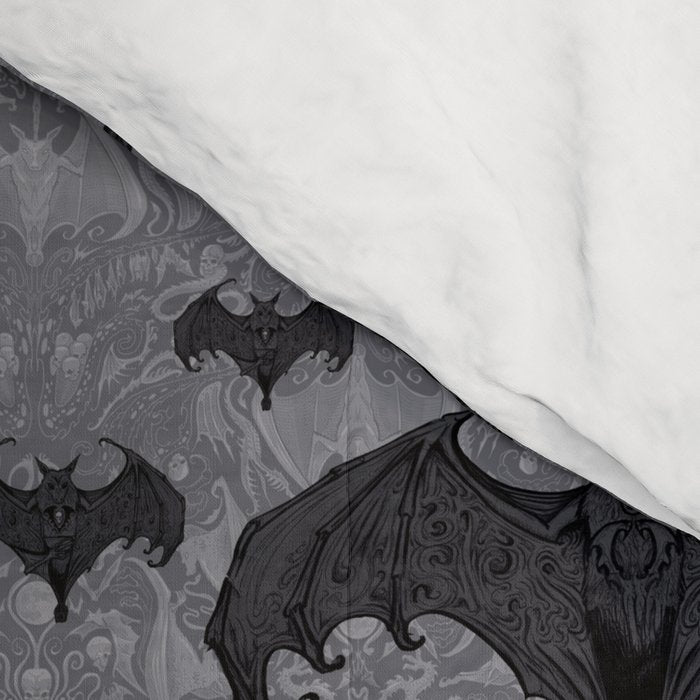 Balinese Bat Colony Print - Gray Comforter Gallery Image 4