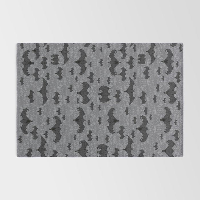 Balinese Bat Colony Print - Gray Rug Gallery Image 2