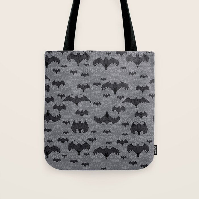 Balinese Bat Colony Print - Gray Tote Bag Gallery Image 1