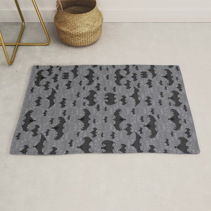 Balinese Bat Colony Print - Gray Rug Gallery Image 1