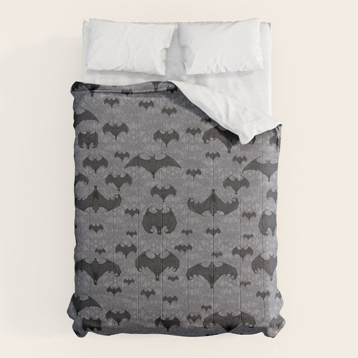 Balinese Bat Colony Print - Gray Comforter Gallery Image 6