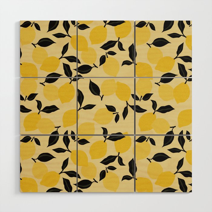 Seamless Citrus Pattern / Lemons Wood Wall Art Gallery Image 1