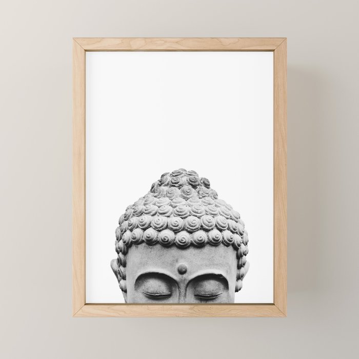 Shy Buddha - Black and White Photography Mini Art Print Gallery Image 1