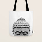 Shy Buddha - Black and White Photography Tote Bag Gallery Image 1
