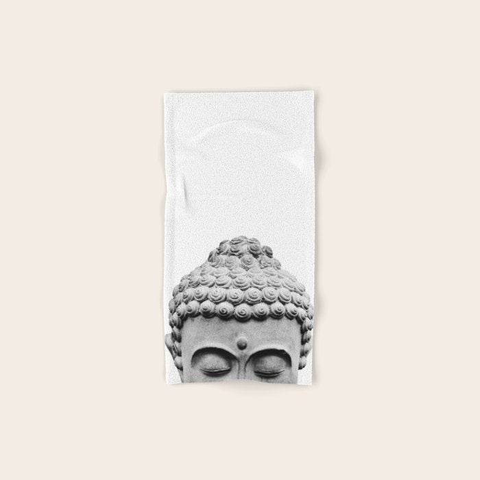 Shy Buddha - Black and White Photography Bath Towel Gallery Image 1