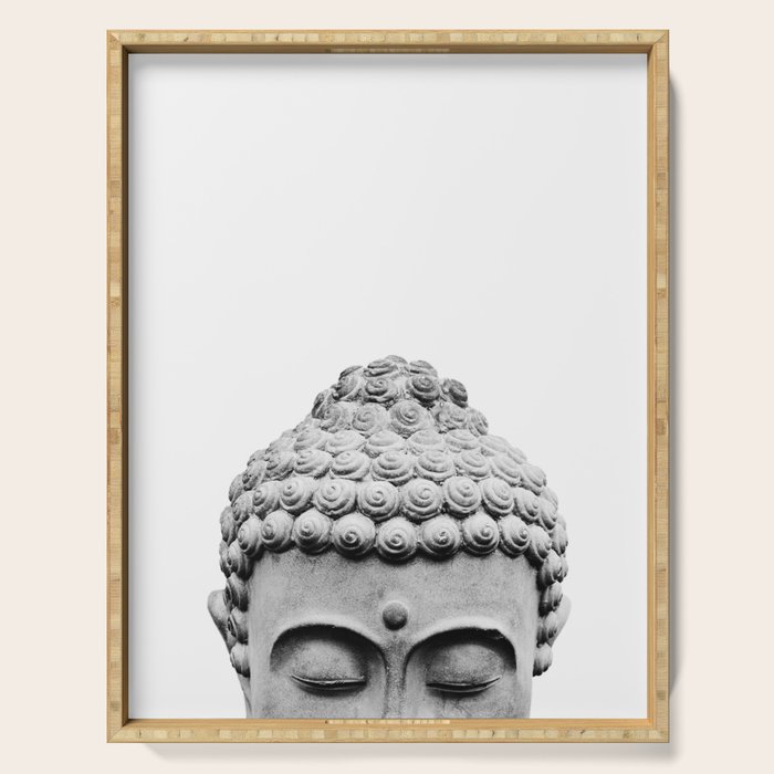 Shy Buddha - Black and White Photography Serving Tray Gallery Image 1
