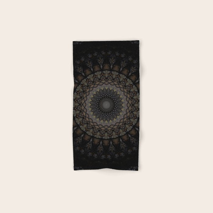 Digital mandala in dark brown tones Bath Towel Gallery Image 1