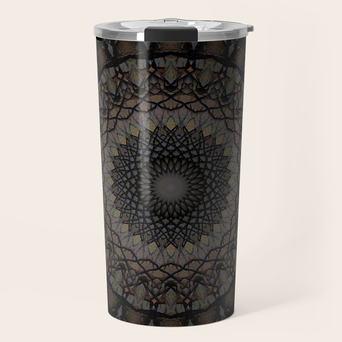 Digital mandala in dark brown tones Travel Mug Gallery Image 1
