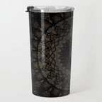 Digital mandala in dark brown tones Travel Mug Gallery Image 3
