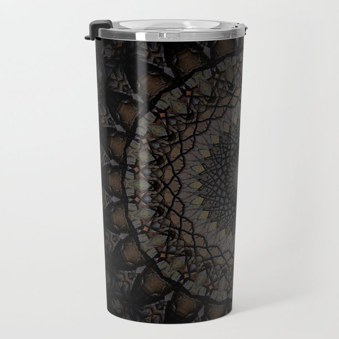 Digital mandala in dark brown tones Travel Mug Gallery Image 3