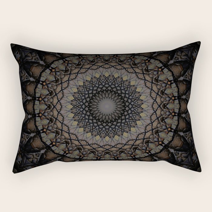 Digital mandala in dark brown tones Rectangular Pillow Gallery Image 2