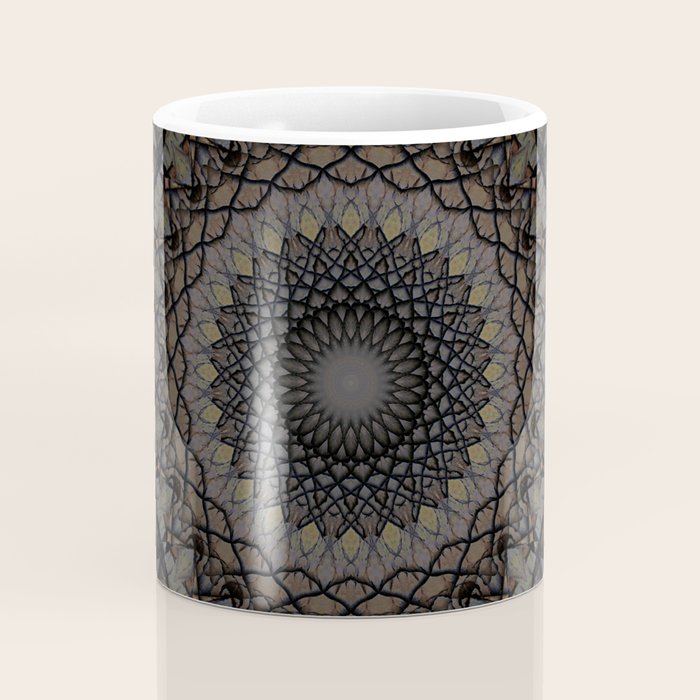 Digital mandala in dark brown tones Coffee Mug Gallery Image 4