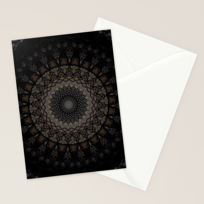 Digital mandala in dark brown tones Stationery Card Gallery Image 2