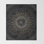 Digital mandala in dark brown tones Throw Blanket Gallery Image 2