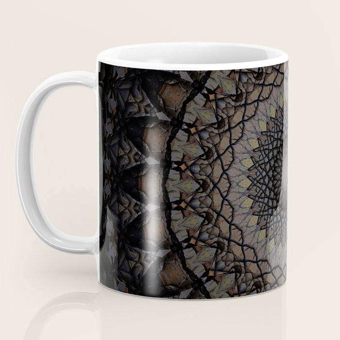 Digital mandala in dark brown tones Coffee Mug Gallery Image 3