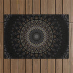 Digital mandala in dark brown tones Outdoor Rug Gallery Image 1
